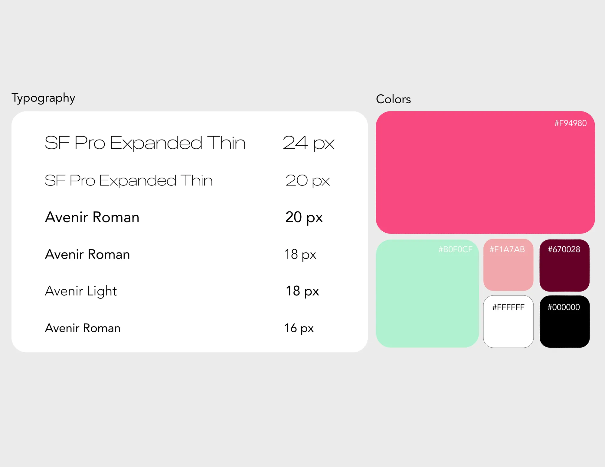 Typography and colors style tile